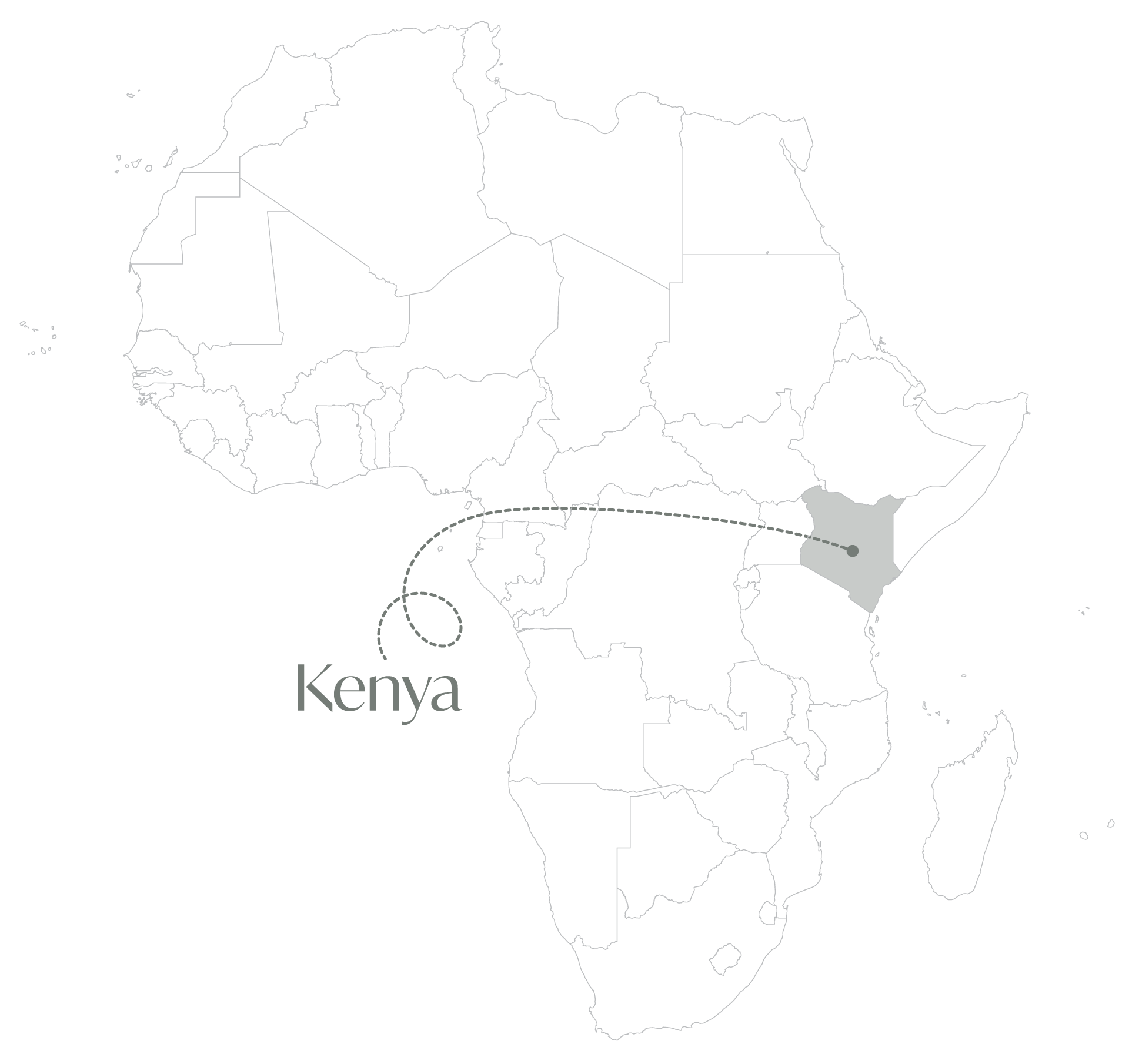 Map of the location of Kenya in Africa