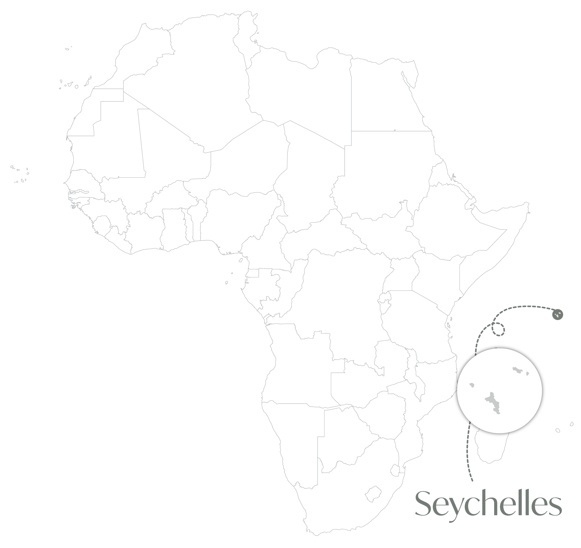 Map showing the location of Seychelles in relation to Africa