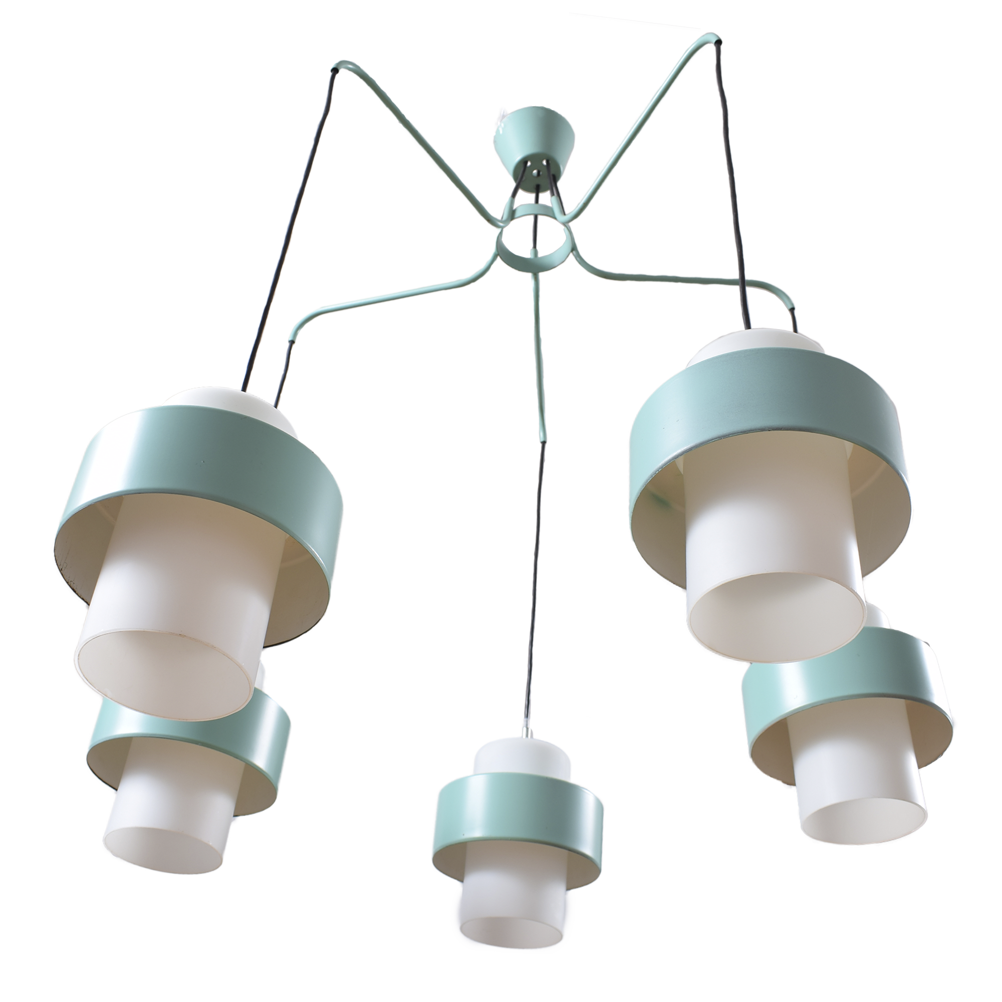 White-teal pendant light