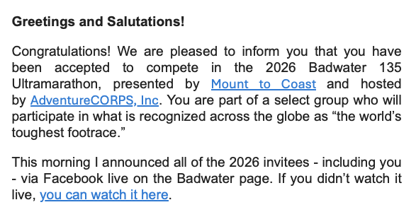 Badwater 135 - I’m in.