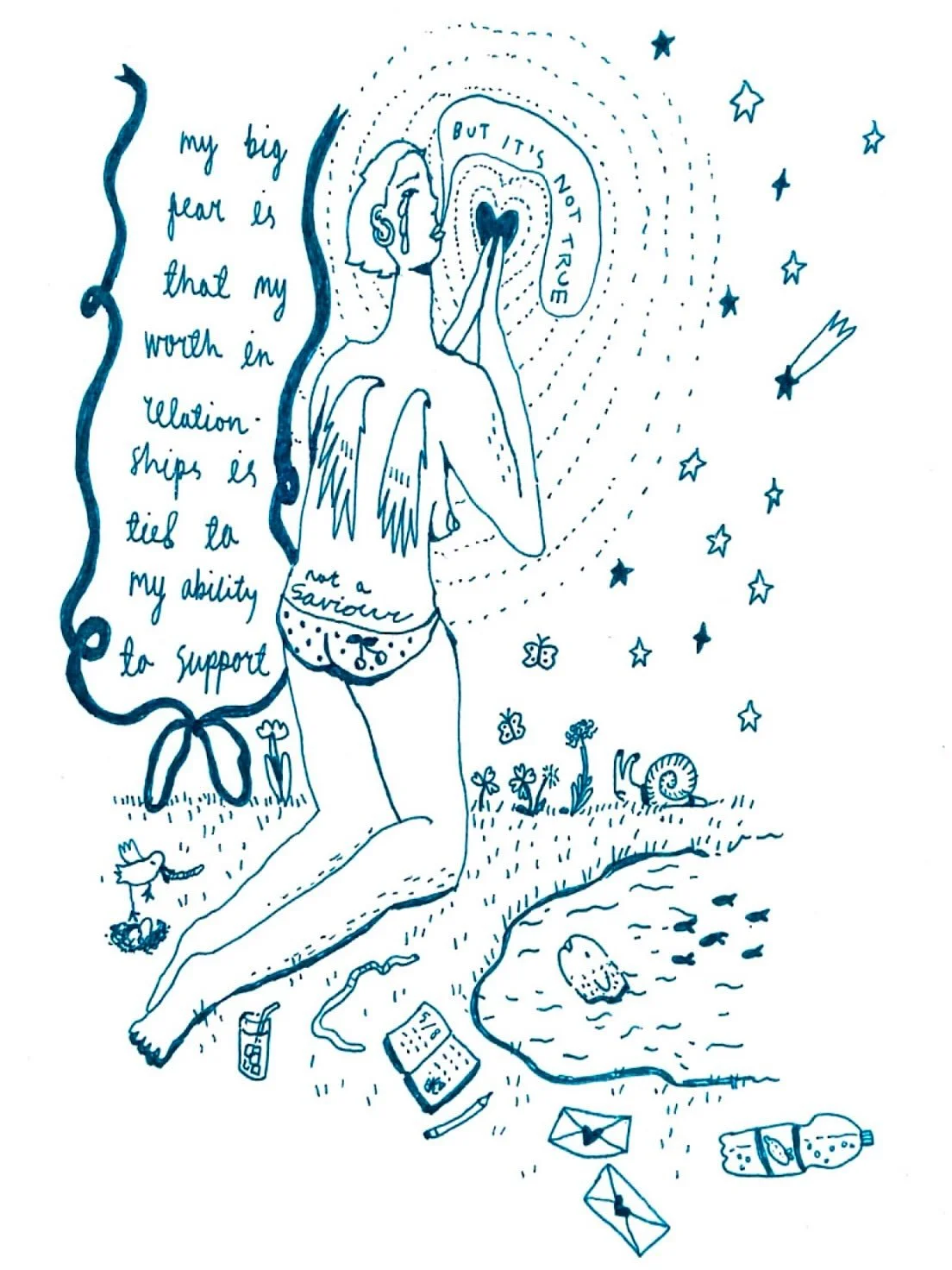 My big fear is that my worth in relationships is tied to my ability to support

I grew up with an understanding that i could save someone from themself with my pure love

when that turned out to be false i started shedding this faulty belief

everyda