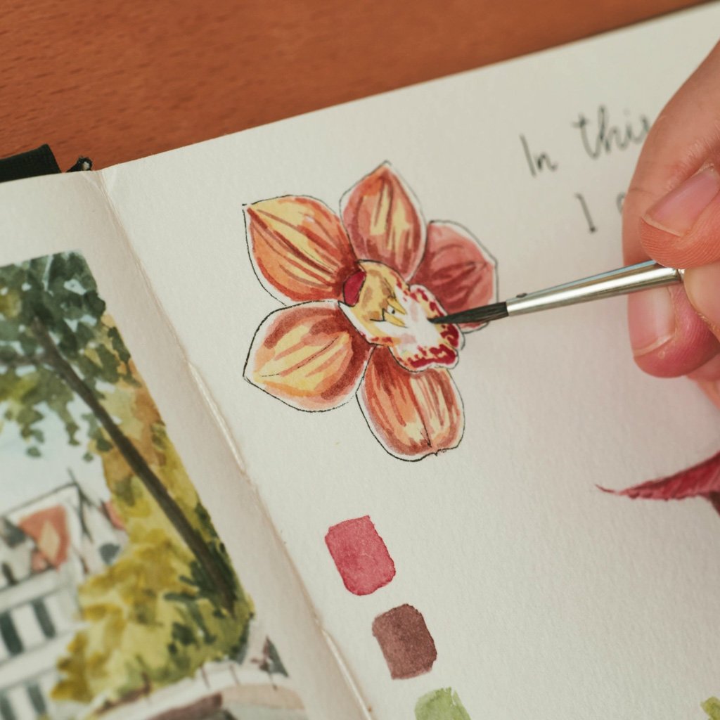 Watercolor &amp; Ink Orchid step-by-step Tutorial