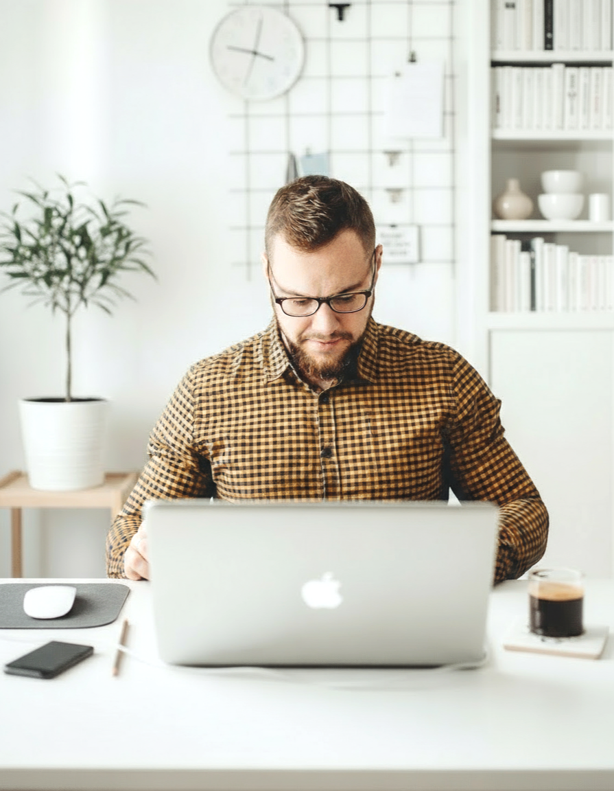 Professional man working with good focus after intake of proper vitamin supplements