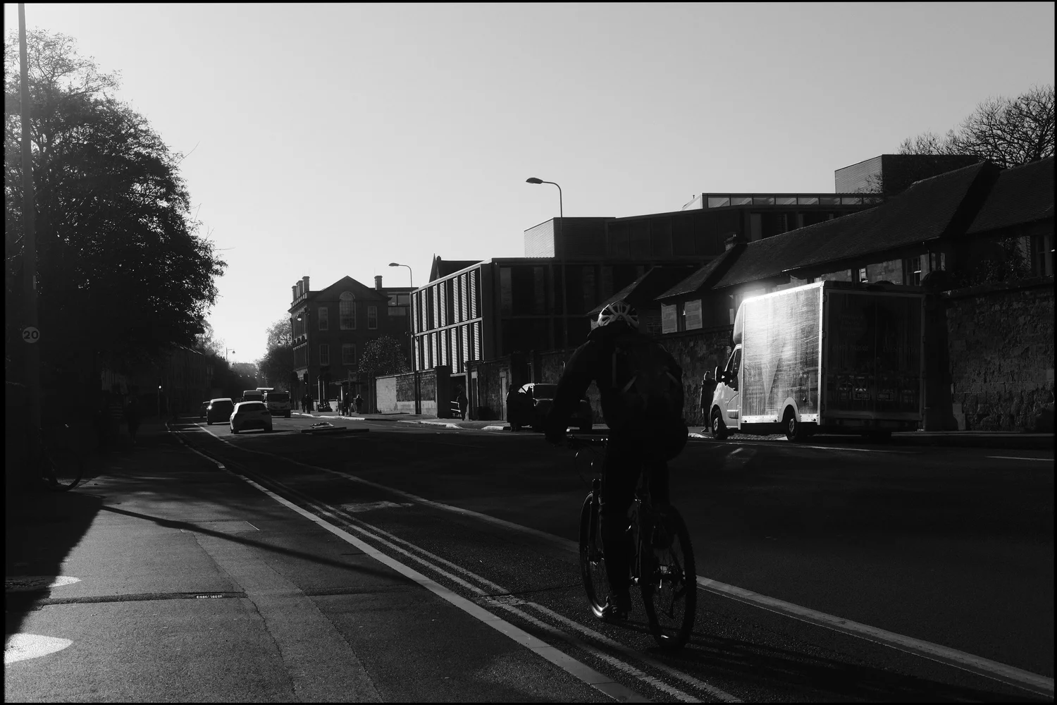 Black and white Oxford street scene.