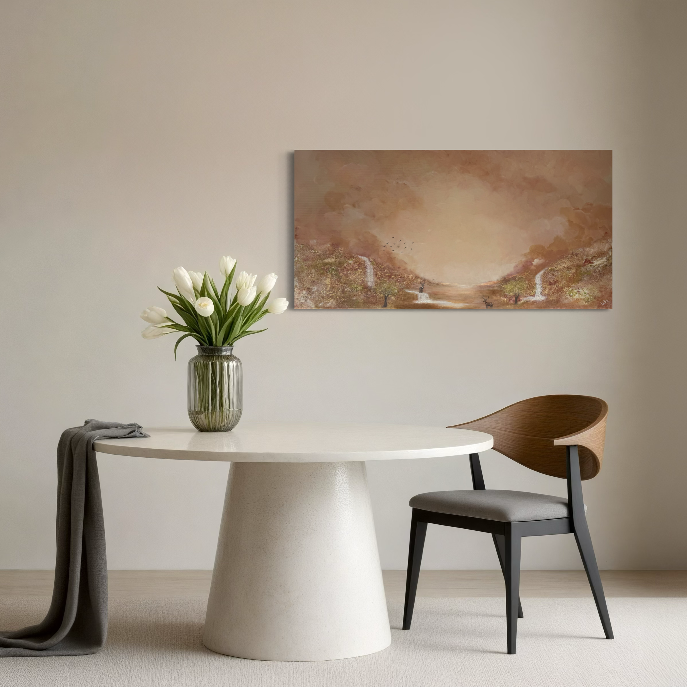 Neutrale Landschaftsbilder auf Leinwand in Erdtönen