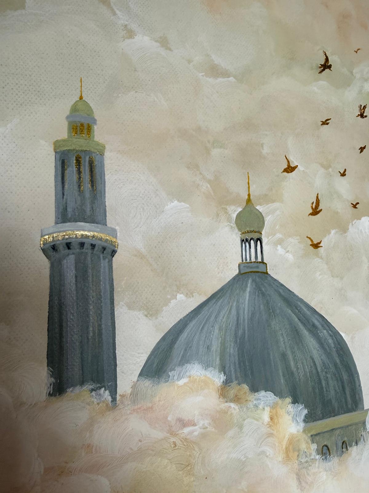 Islamische Kunst Leinwand Acryl Moschee Gemälde in spirituellen Wolken