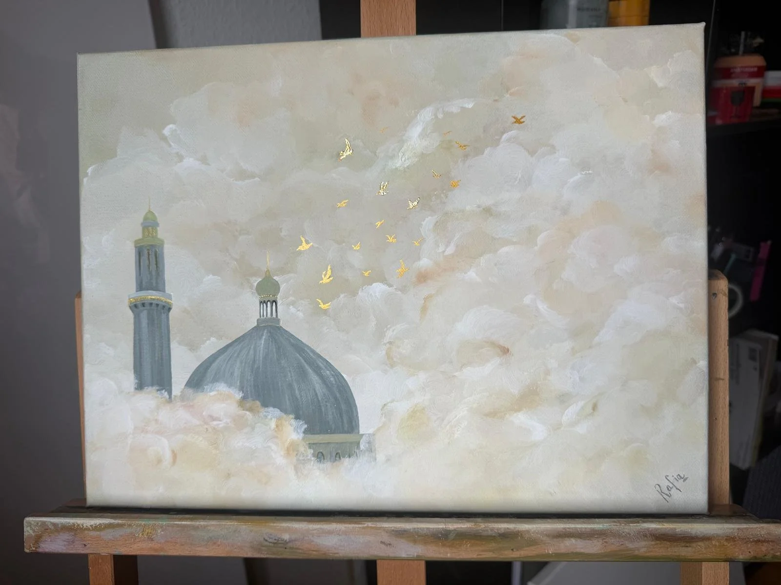 Islamische Kunst Leinwand Detail Moschee Kuppel und Minarett Gemälde