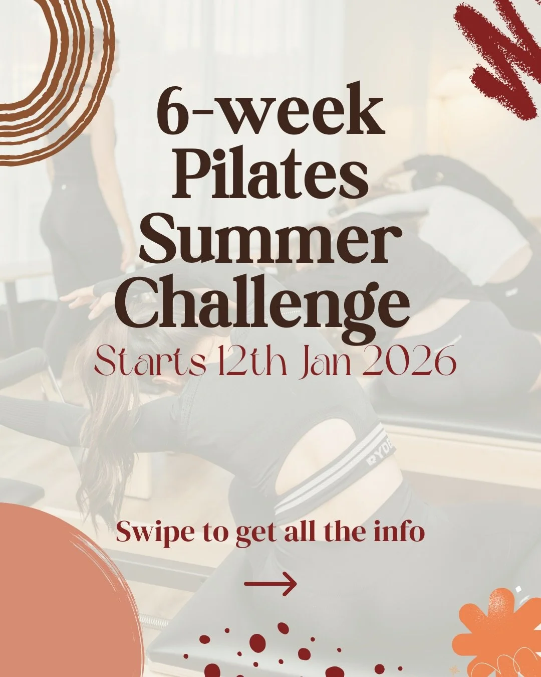 🌞 6-Week Summer Pilates Challenge 🌞

Ready to feel stronger, more consistent and supported this summer?

Our 6-Week Summer Challenge is designed to help you build momentum with feel good movement 

What&rsquo;s included:
✨ 16 Reformer Pilates class