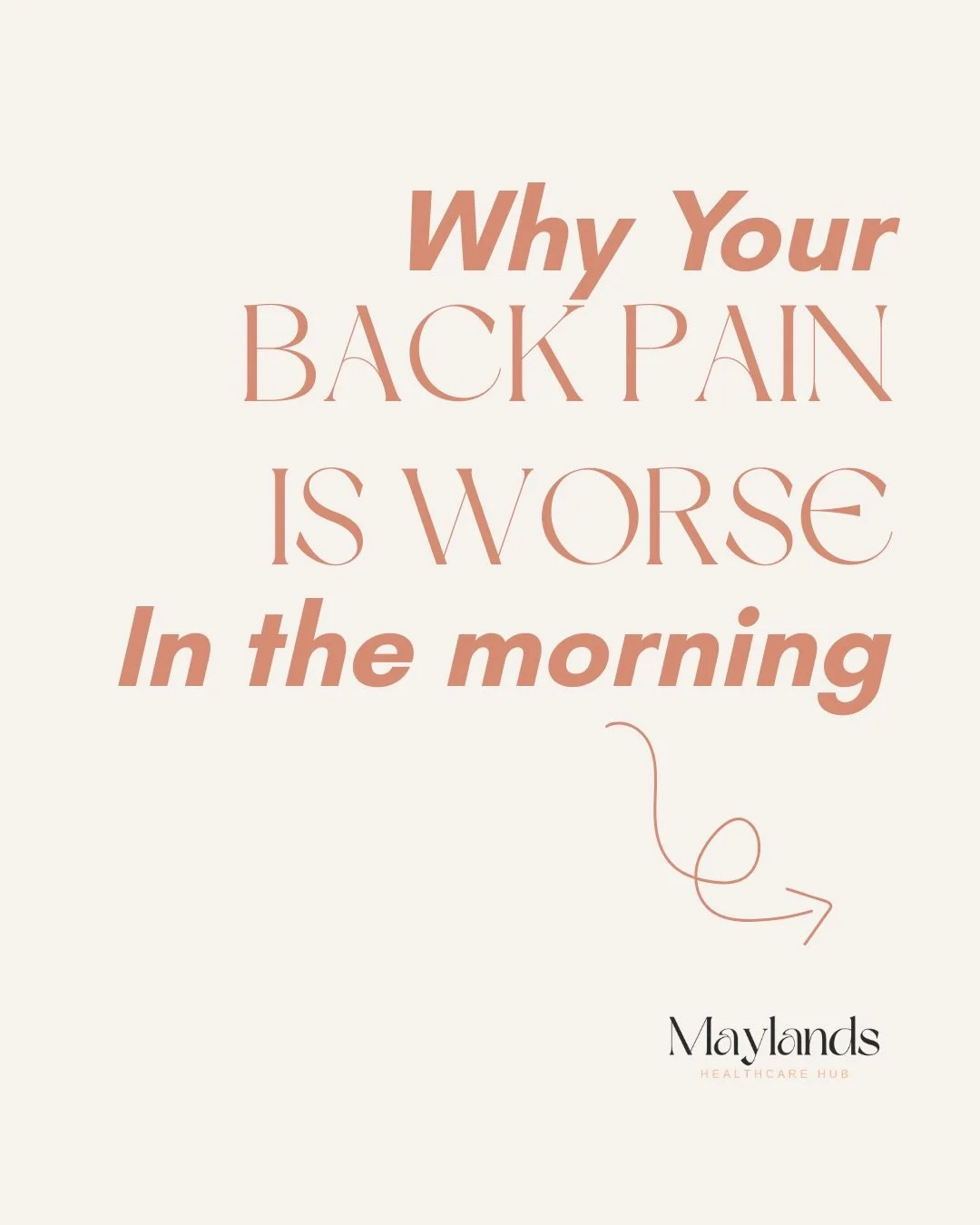 Stiff back in the morning? Let&rsquo;s fix that!

Waking up with back stiffness everyday is a warning sign that something else might be going on. It&rsquo;s important that we understand the root cause of why this might be happening so we can start wo