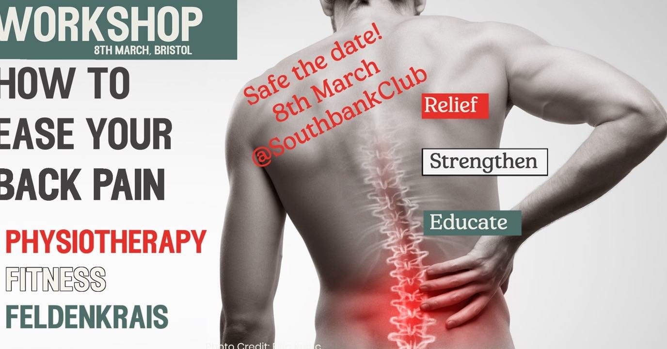➗ SAFE THE DATE ➗

How to Ease Your Back Pain &ndash; without Pills or Surgery

Interdisciplinary workshop for you to learn techniques and tools from a team of Physiotherapy, Fitness Training and Feldenkrais professionals about how to alleviate back 