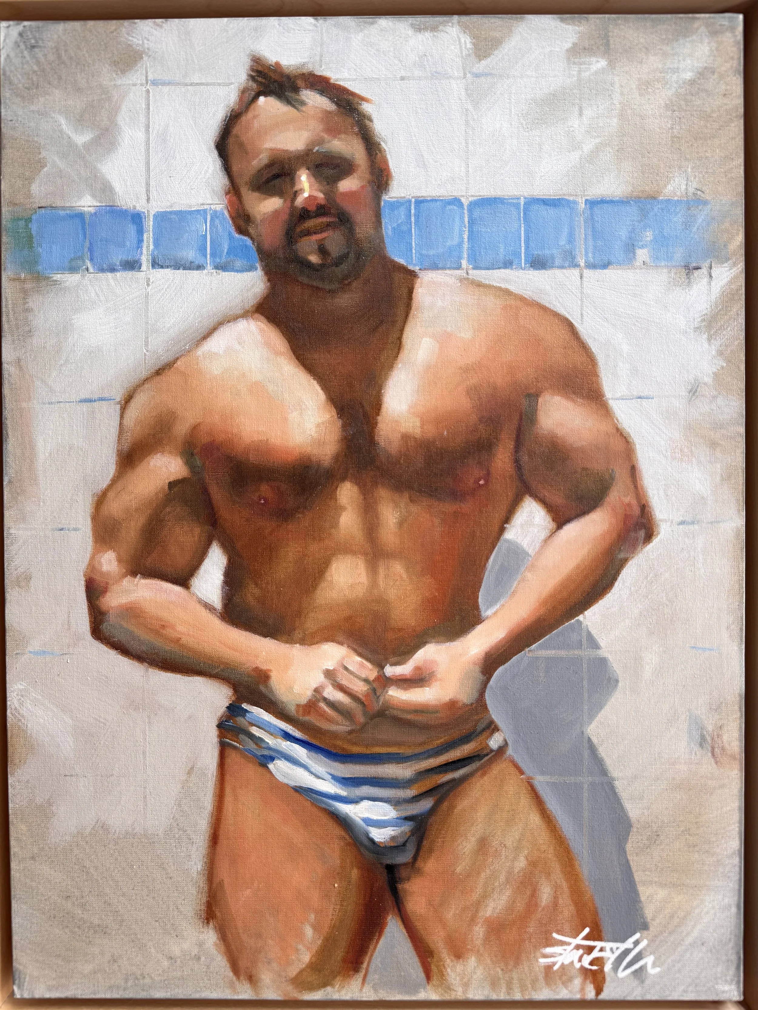 Stripes for Spring? Ground breaking   12x16 Oil on board