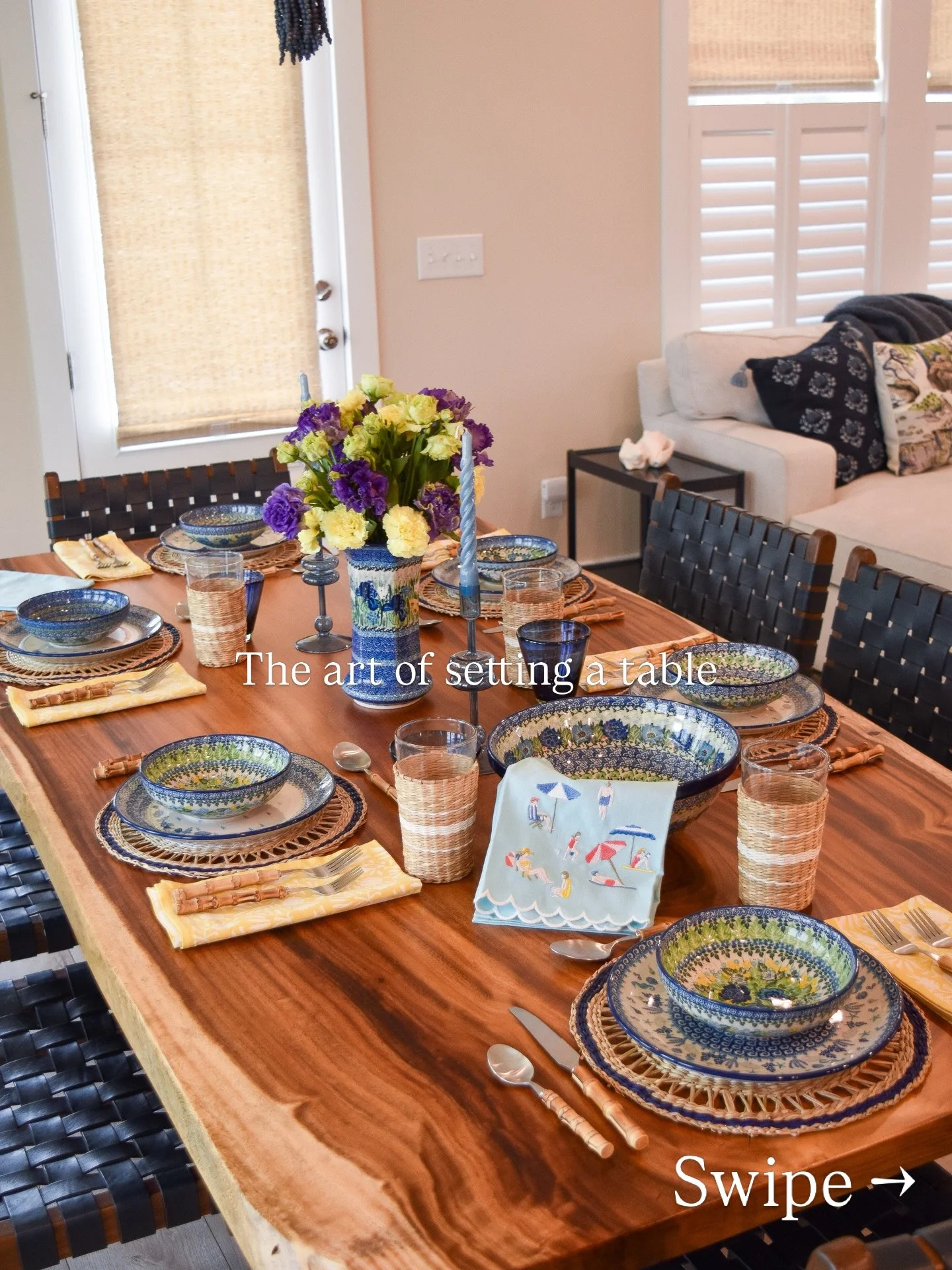 When it comes to setting a table, layering is our superpower. Every piece has a purpose, and a little personality.💙

#settingatable #layering #summertable #polishpottery