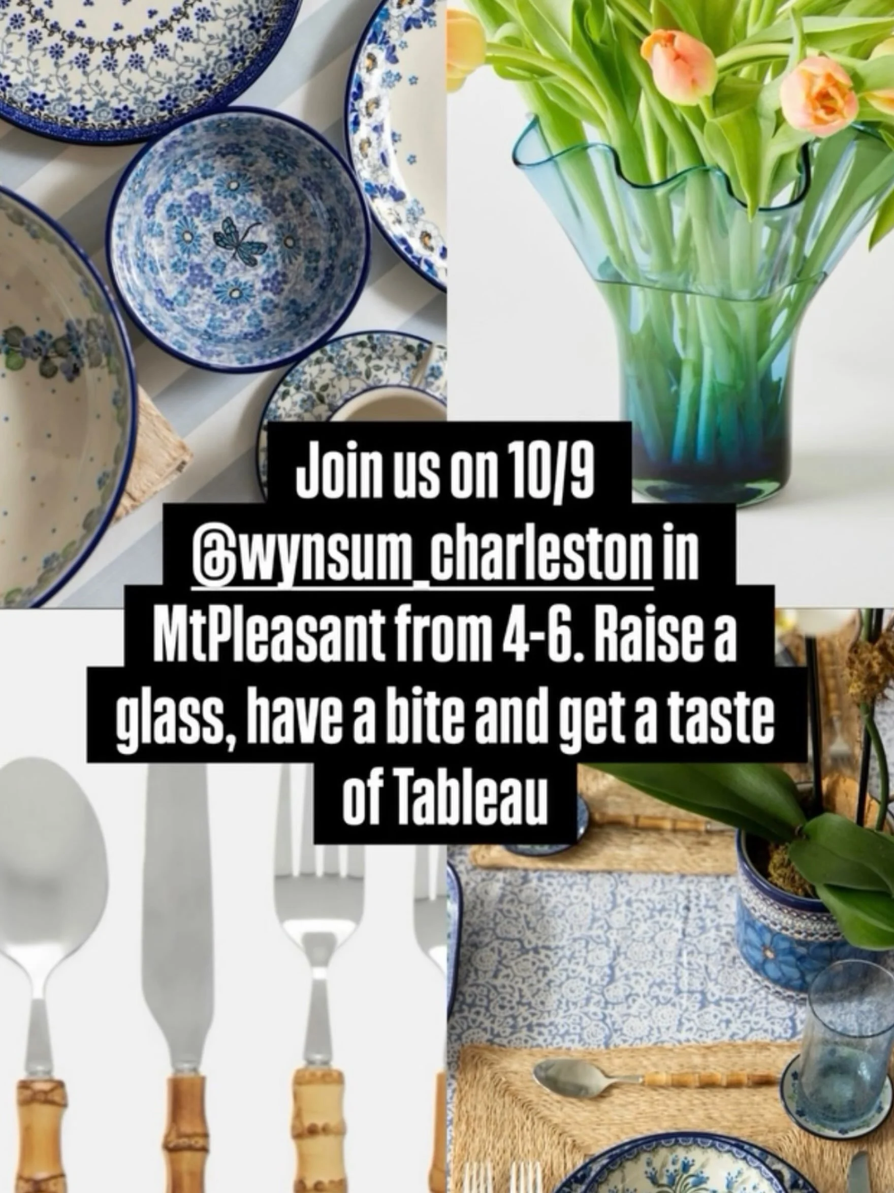 We are celebrating our new space @wynsum_charleston on Friday. Come get a taste of Tableau!