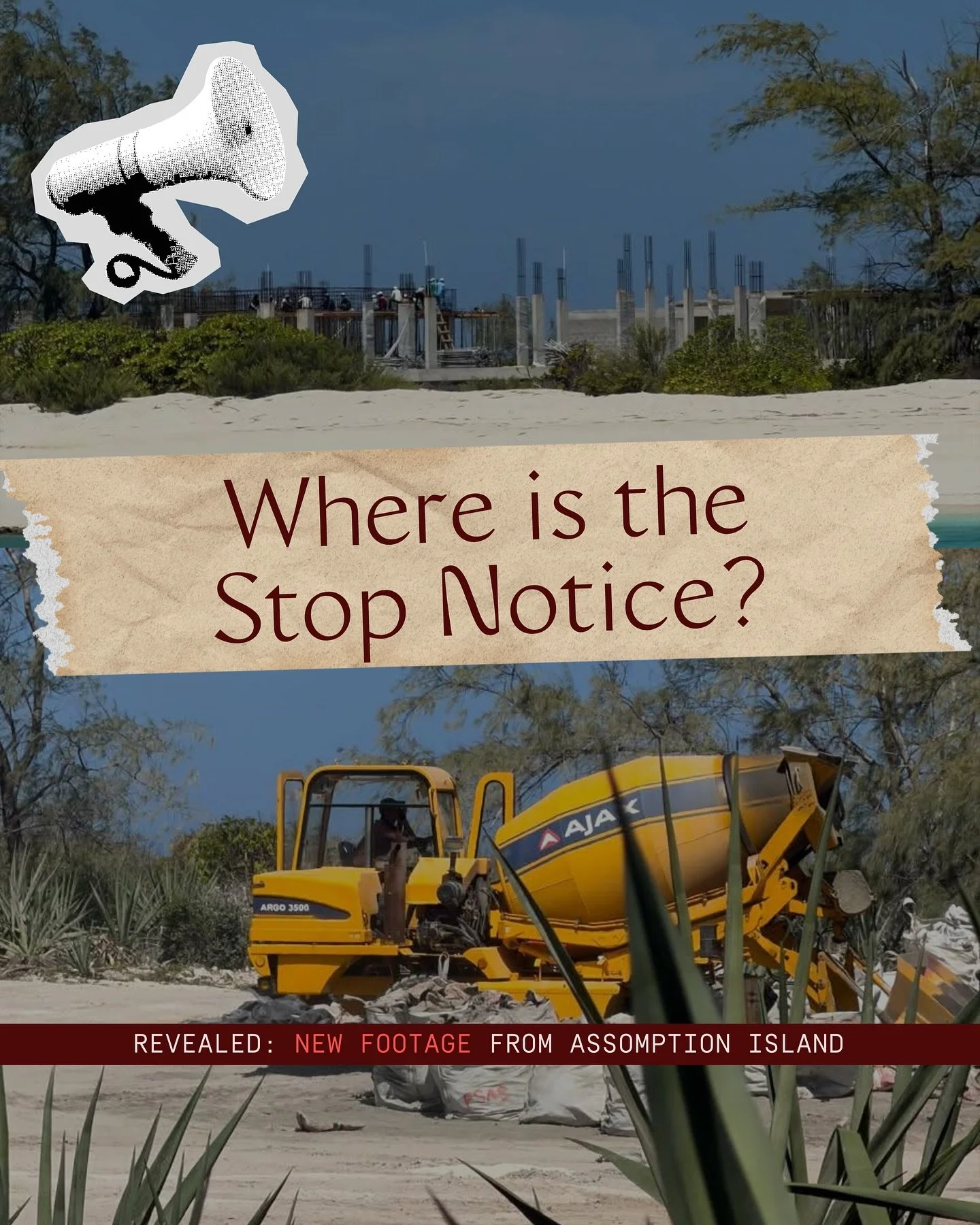 Nearly a month has passed since Dr. Herminie announced on October 15, 2025, that he would halt construction on Assomption Island.

Yet alarming images are circulating online showing construction is still underway. While the source appears credible, w