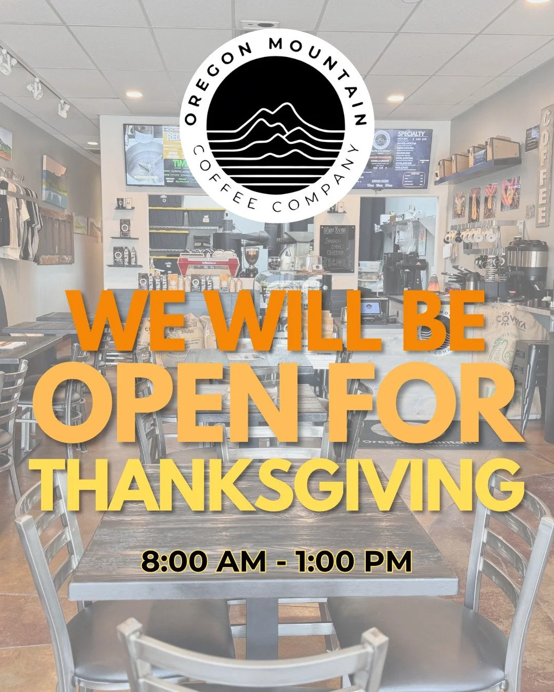 We will be open for Thanksgiving (8AM-1PM) and look forward to being your morning stop before all the gatherings. 

#thanksgiving #open #localbusiness #coffeetime☕ #medfordoregon