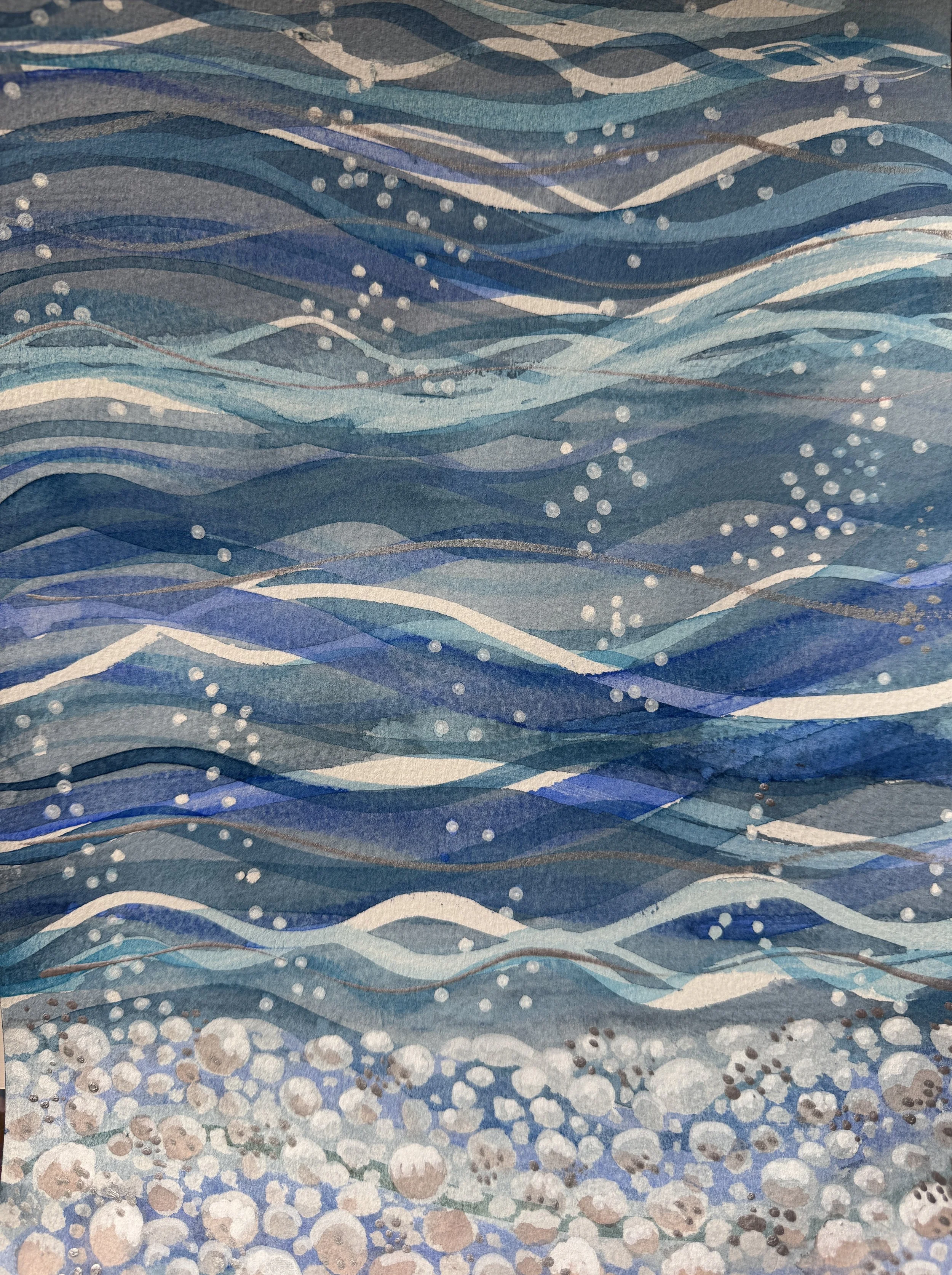 Watercolor and Ink River Floor