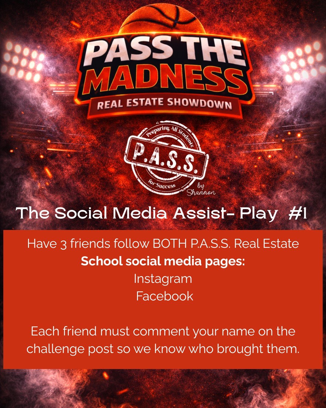 🏀 ROUND 2 CHALLENGE IS LIVE
Time to show your marketing game.

🎯 Bring 3 new followers to our Instagram &amp; Facebook
🎯 Share our Spring Courses post and tell people why they should join P.A.S.S.

Each bracket winner this round scores bonus point