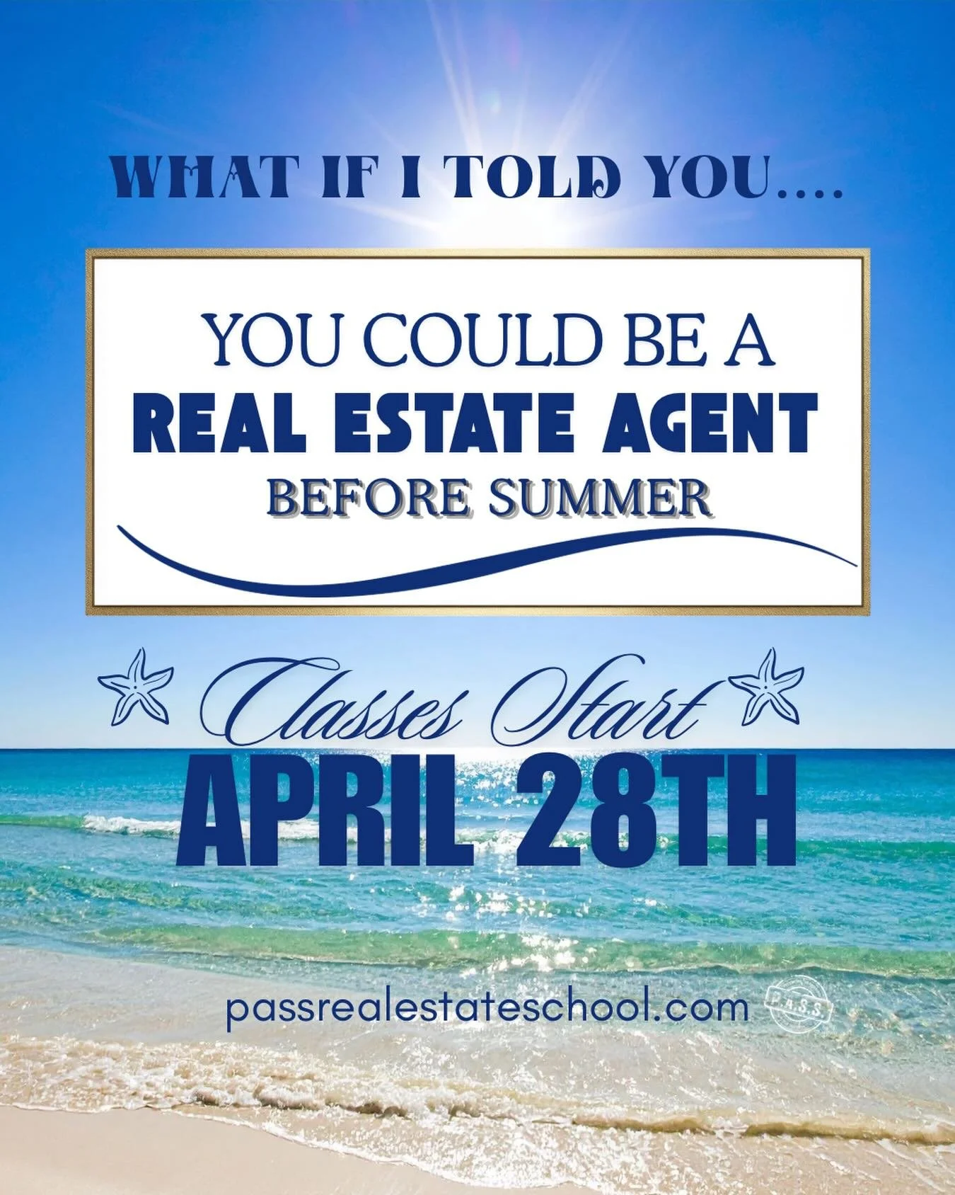 🌴1st Day of Summer starts June 21st🌴

📣What if I told you&hellip;&hellip;.
You could be a Real Estate Agent BEFORE Summer even starts😎⛱️

YEP&hellip;That&rsquo;s right! Only 2 days a week - for less than two months - YOU could be a Licensed Real 