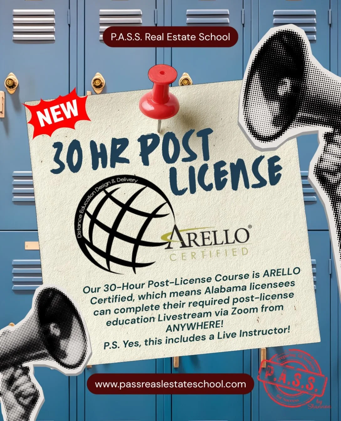 👀 GUESS WHAT?! 🎉🏡

We&rsquo;ve got some exciting news for our 30-Hour Post-License students! 📚✨

Our Post-License Course is ARELLO Certified, which means you can complete your required Alabama post-license education online through Zoom from anywh