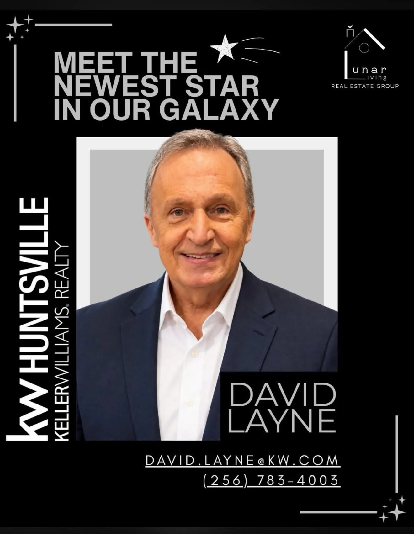 WELCOME TO THE GALAXY, DAVID! 💫

Ready to launch your real estate career? 🚀 Lunar Living is growing, and we&rsquo;re looking for agents who value collaboration, accountability, and growing together. Whether you&rsquo;re brand new to the industry or