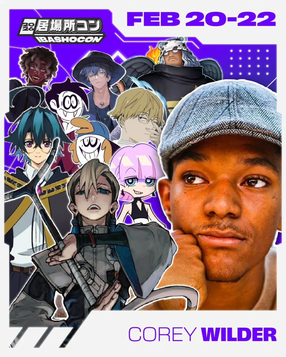 IT’S TIME! The moment you’ve all been waiting for, our FIRST guest announcement for IbashoCon!
drumroll 🥁🥁🥁 ……It’s Corey Wilder!!! ✨️✨️
Corey Wilder is an African American Voice Actor affiliated with Crunchyroll a