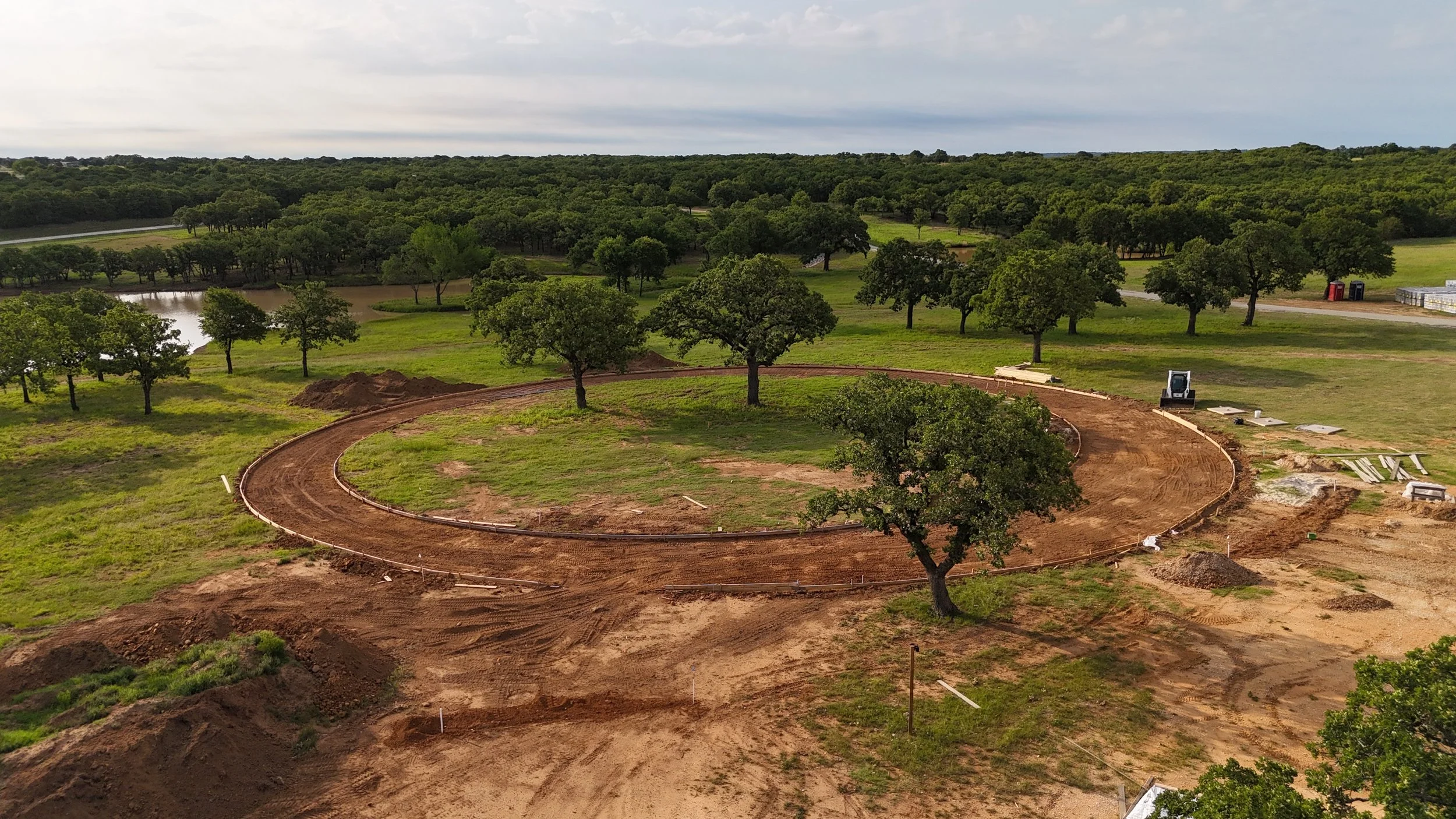 Circular driveway construction at The Essex Ranch