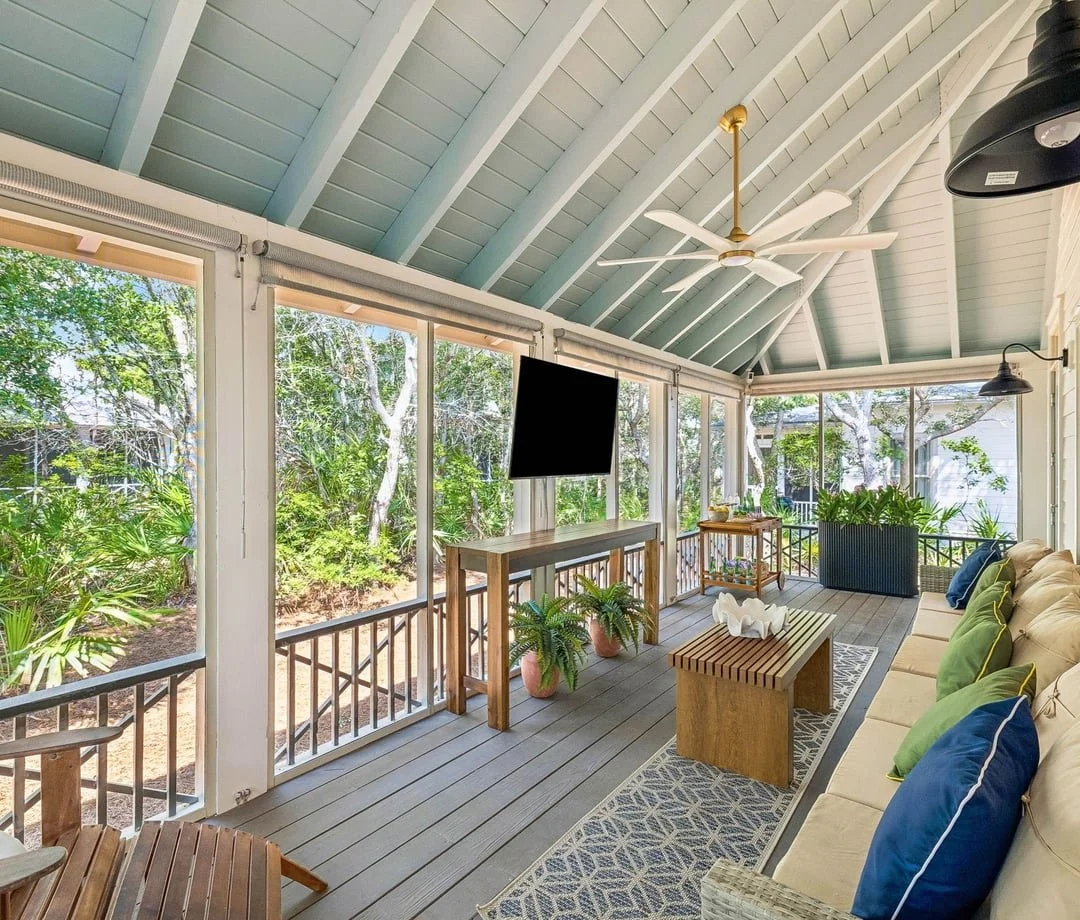 Porch with outdoor seating at The Big Sea, a 30A vacation rental in Seacrest Beach, FL