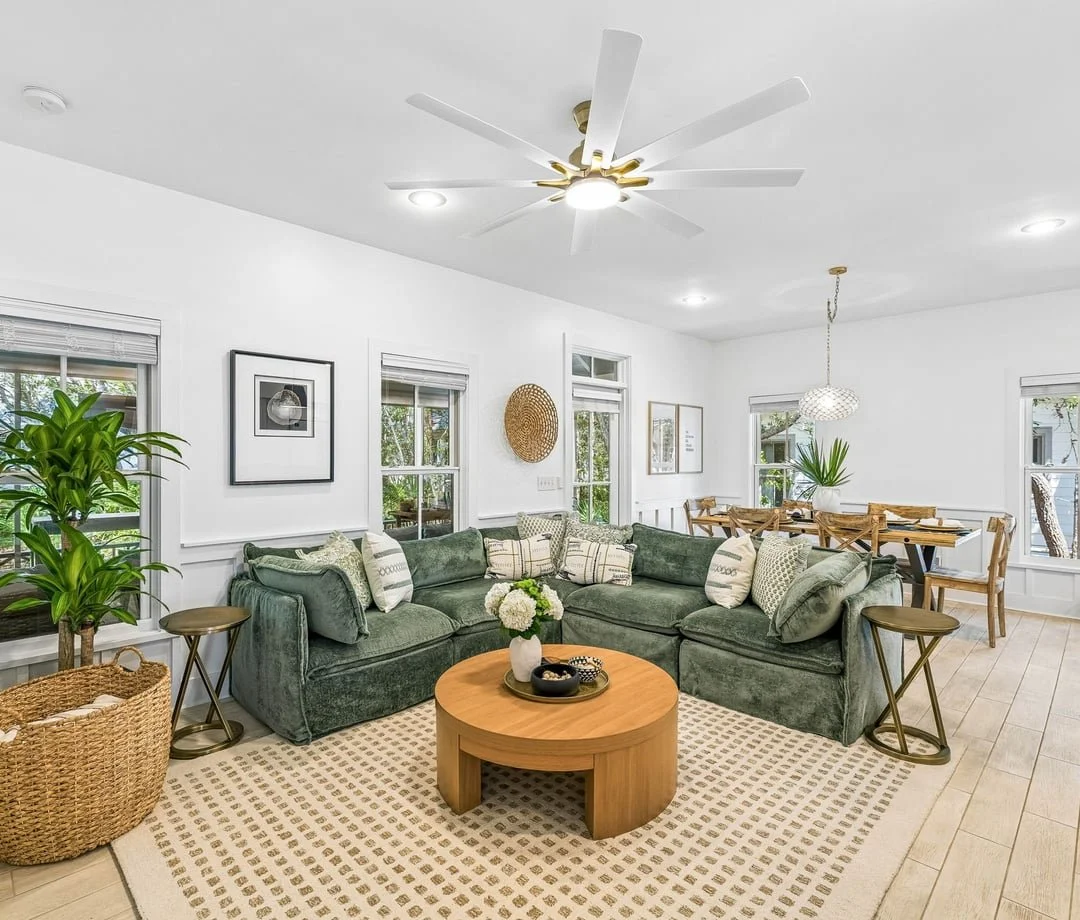 Living room and dining area at The Big Sea, a 30A vacation rental in Seacrest Beach, FL