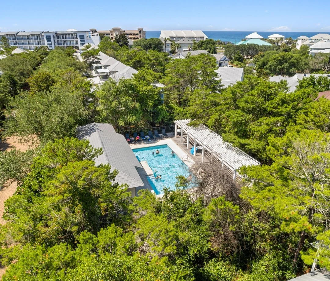 Magnolia Cottages pool from above, Seacrest Beach on 30A