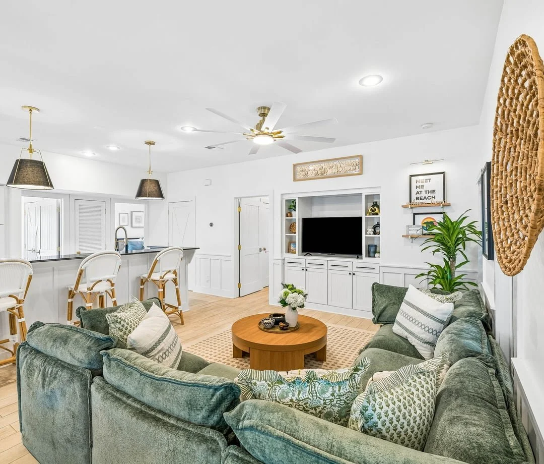 Coastal living room at The Big Sea, a 30A vacation rental in Seacrest Beach, FL