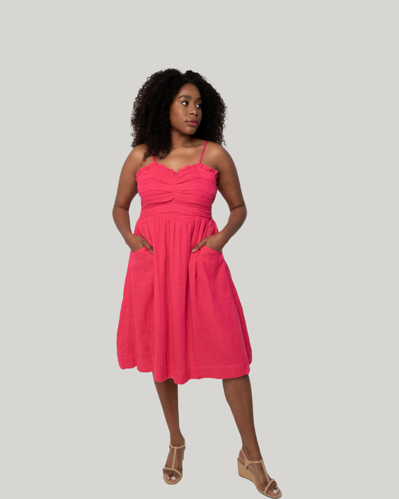 Pleated Bodice Dress With Open Tie Back.png