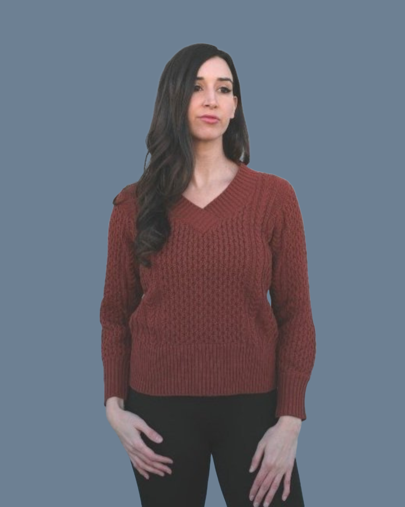 FOLDOVER V-NECK SWEATER WITH CABLE DETAILS.png