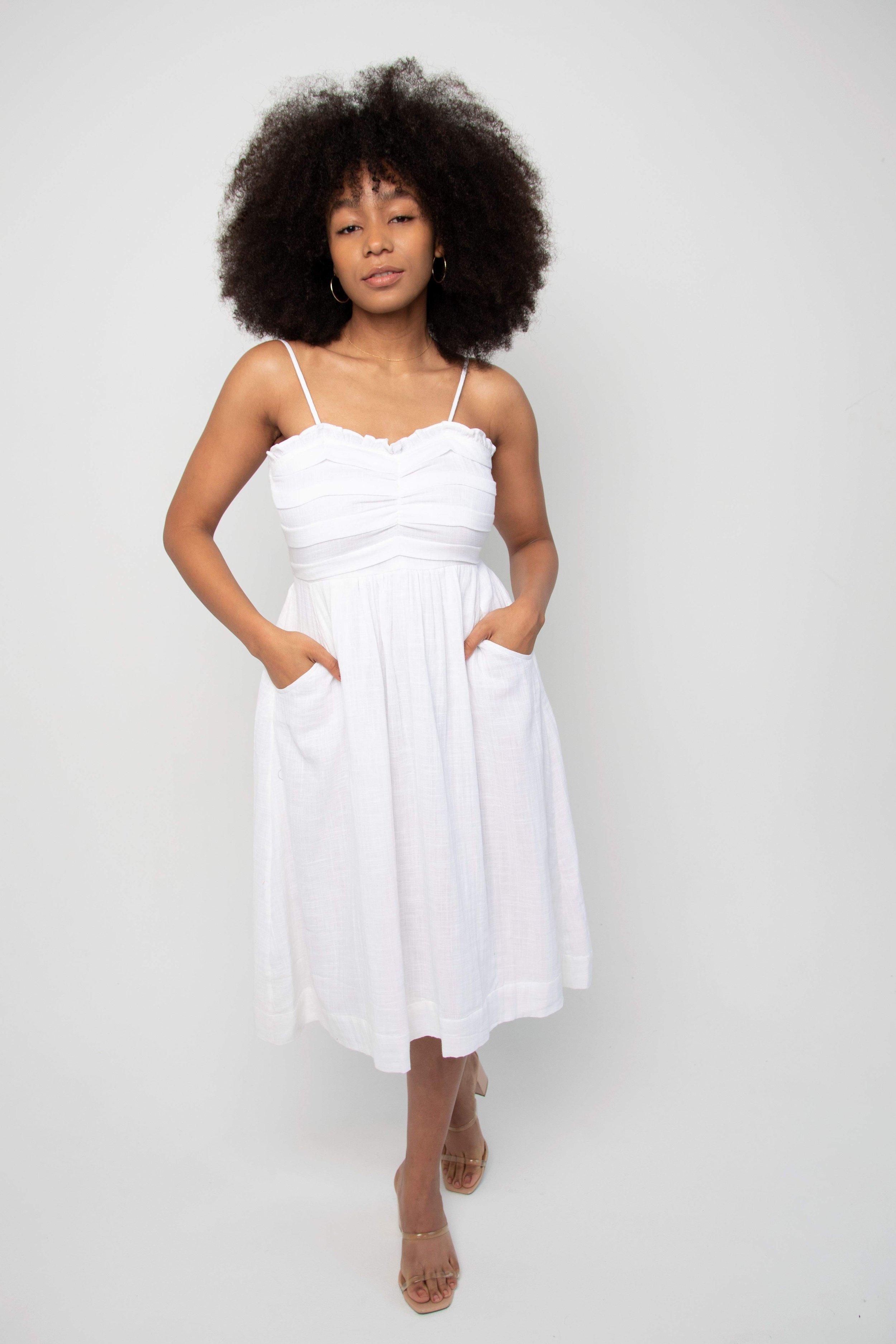Pleated Bodice Dress With Open Tie Back .jpg
