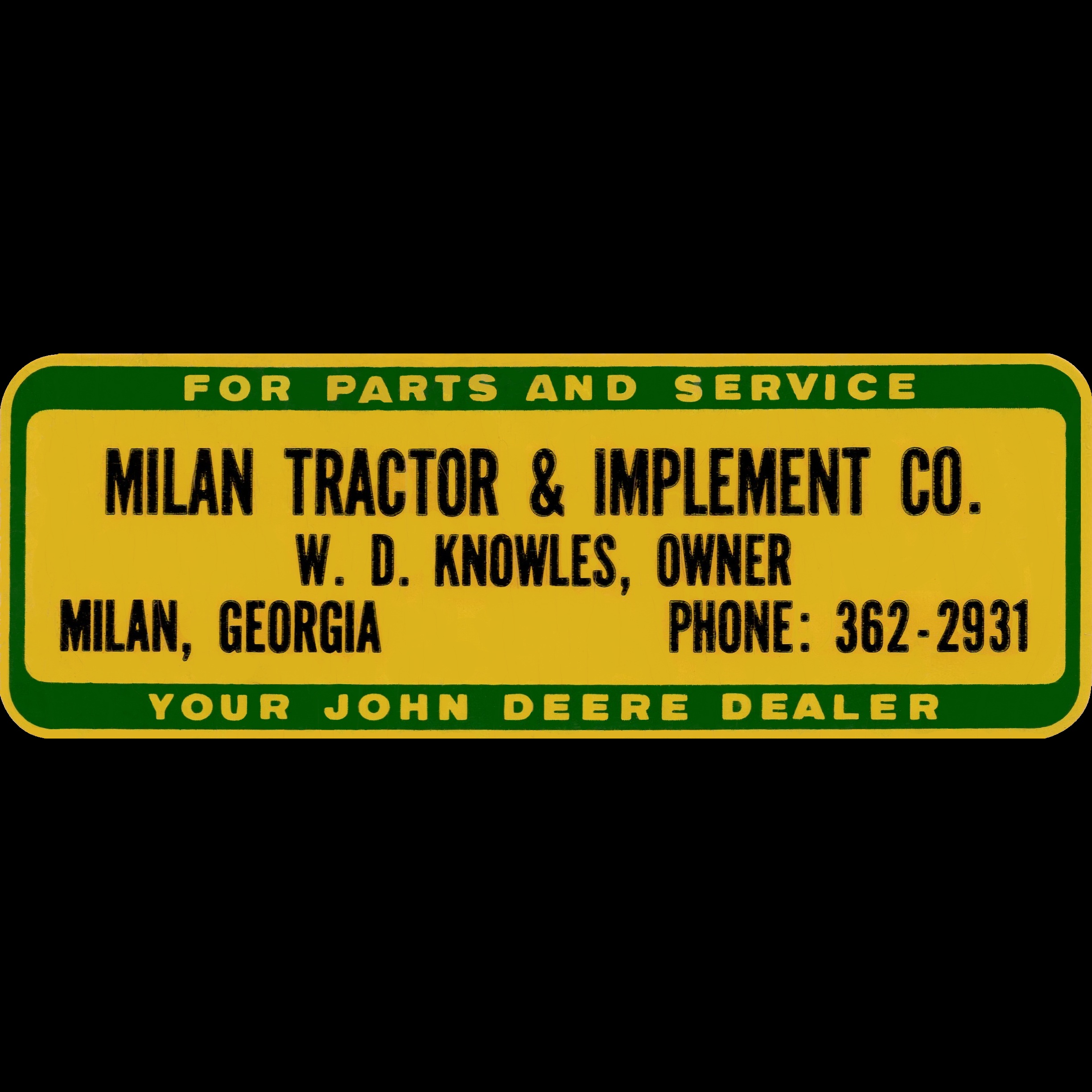 Milan Tractor and Implement Co Dealership 3" Decal