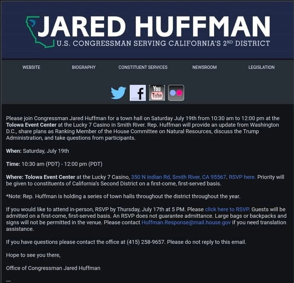 Congressman Jared Huffman Del Norte Town Hall