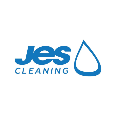 Logo van Jes Cleaning met een waterdruppel