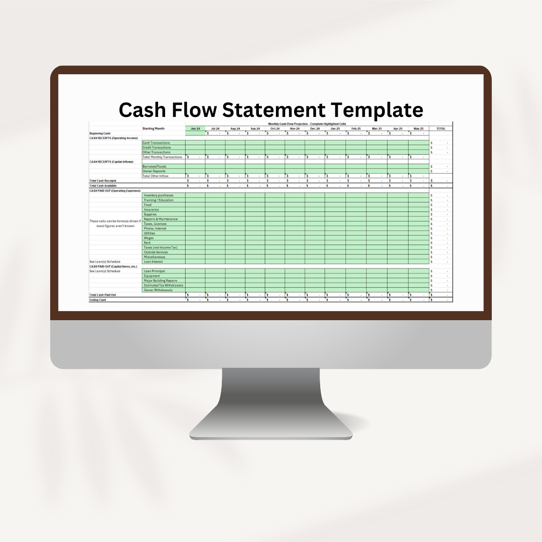 Cash Flow Statement Template