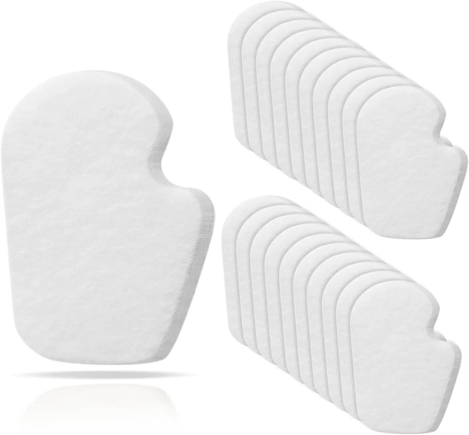 A pile of white facial tissue squares with one tissue partially pulled out.