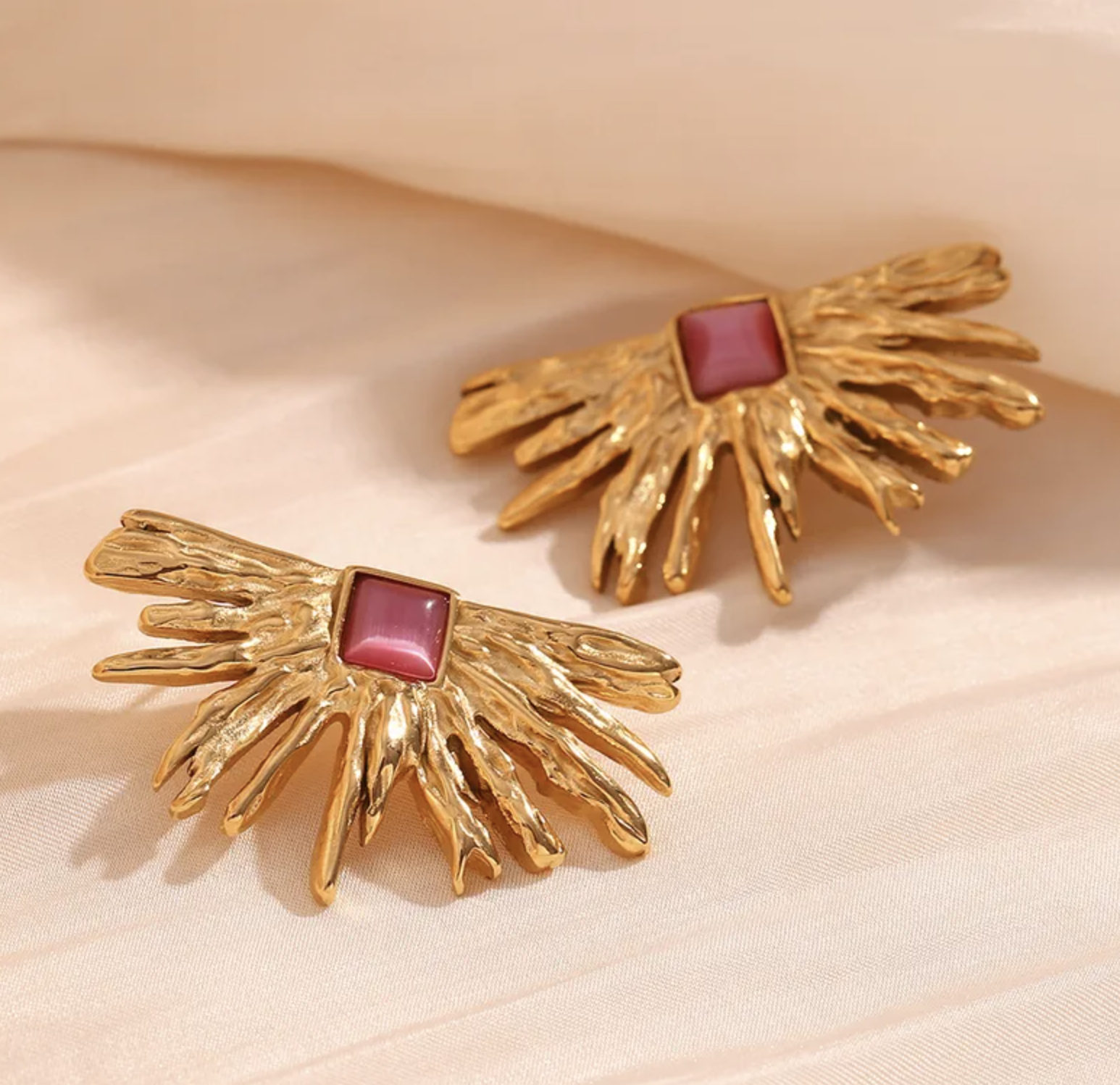 Retro Sunburst Gold Earrings