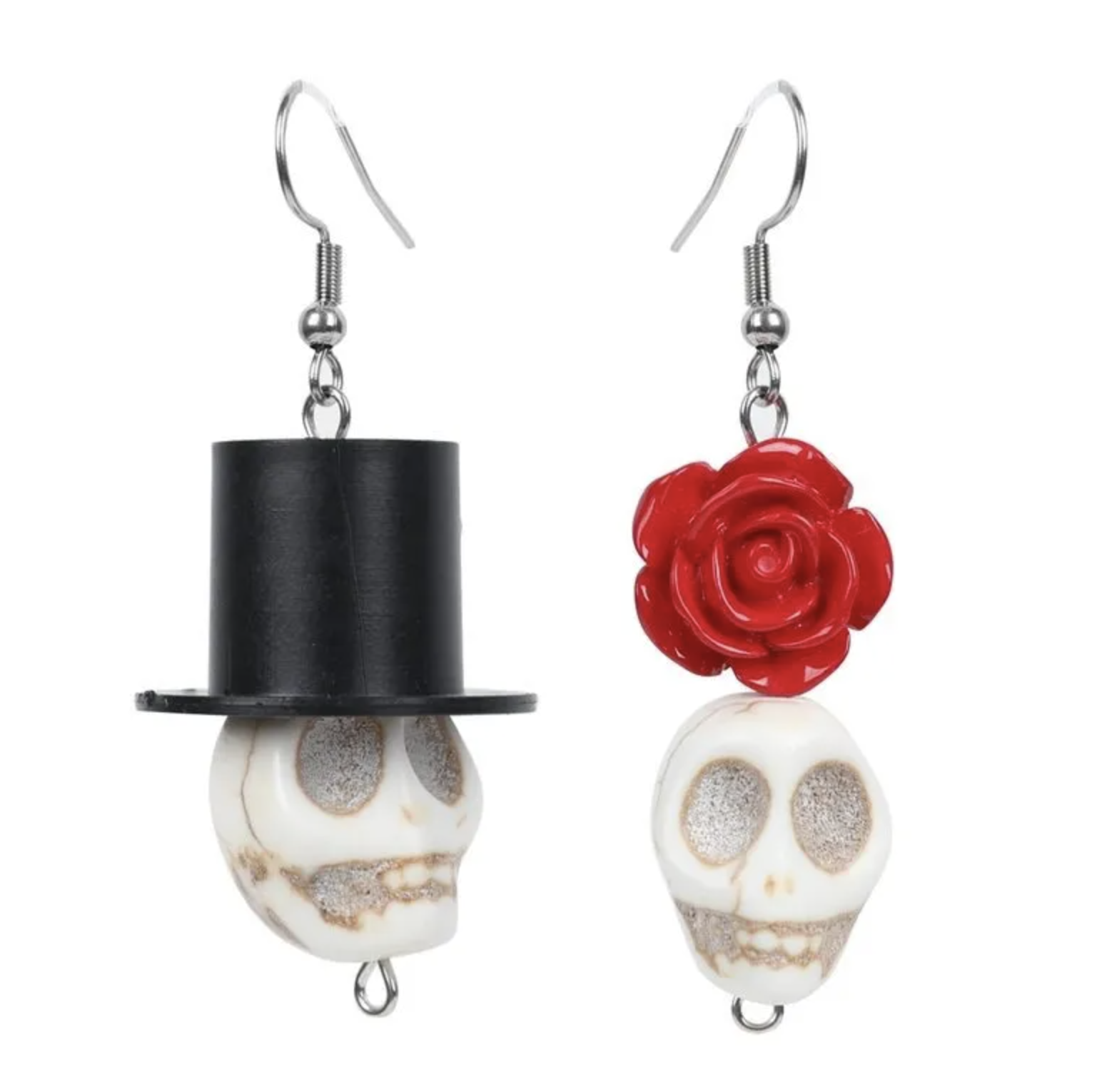 Skull Hat and Rose Earrings