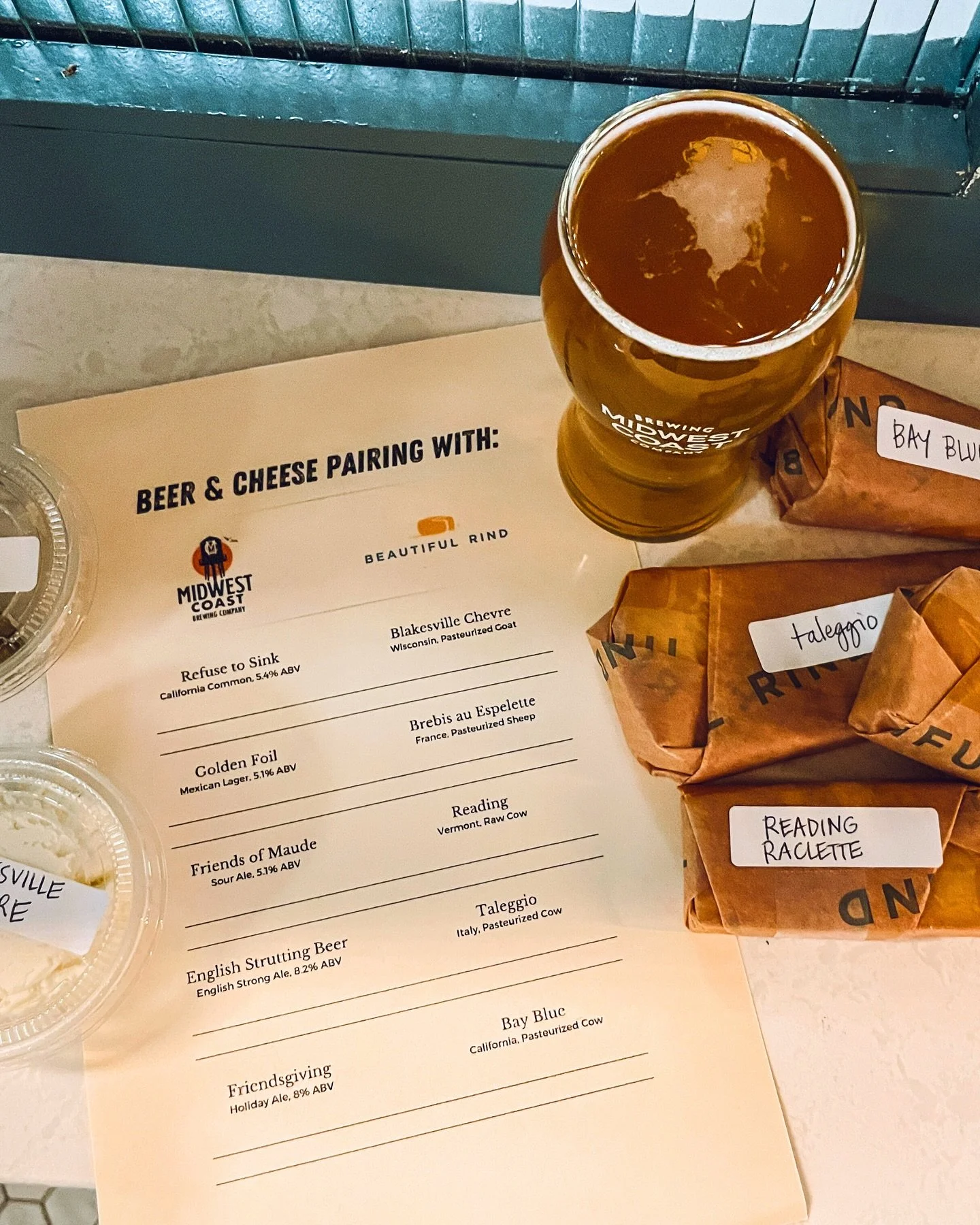 The next Beer &amp; Cheese Pairing with Beautiful Rind is back on Tuesday, October 21st!

Enjoy 5 Midwest Coast beers paired with 5 cheeses curated by Beautiful Rind and learn about the history of the featured beers, cheeses, and how to pair the two 
