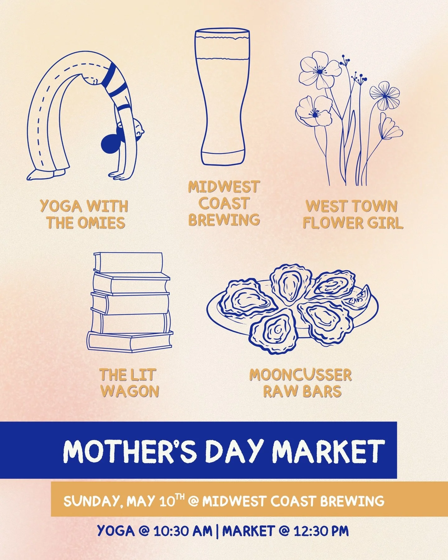 What your mom wants for Mother&rsquo;s Day:

🧘&zwj;♀️ Yoga on the roof with @yoga_withtheomies
📚 New books from @thelitwagon
🦪 Fresh oysters from @mooncussercountry
💐 Custom bouquet from @westtownflowergirl
🍺 Her favorite beer from @midwestcoast