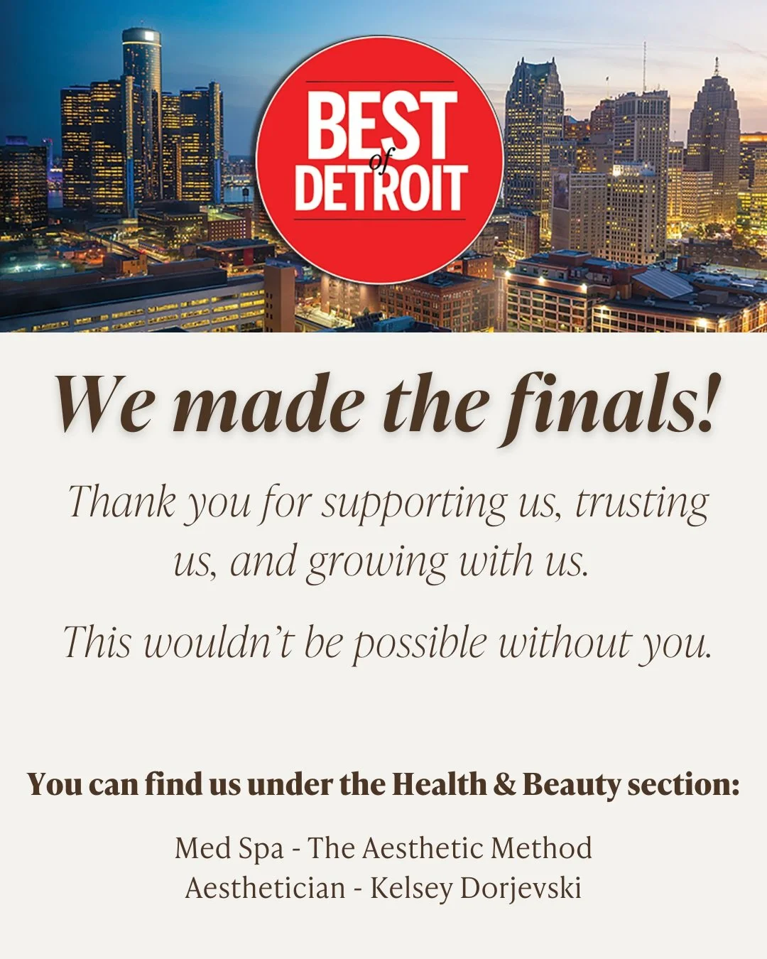 Thank you for always supporting us❤️ Visit the link in our bio to vote!

While you&rsquo;re there, vote for your other favorite local businesses too🫶🏼