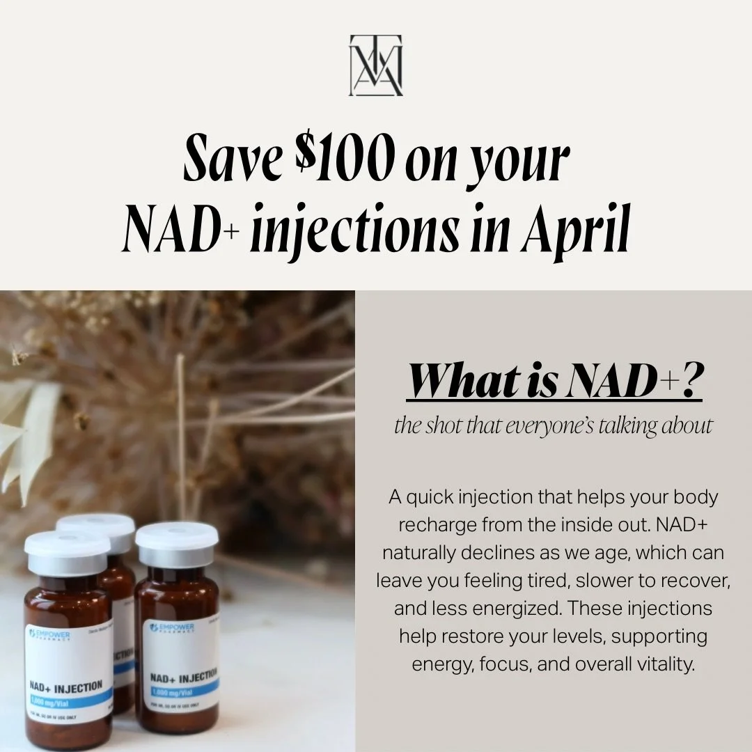 Invest in yourself this spring🌷

All month long, recharge your energy and support cellular health with our NAD+ treatments!

Call us to book your appointment OR to pick up your NAD+📲