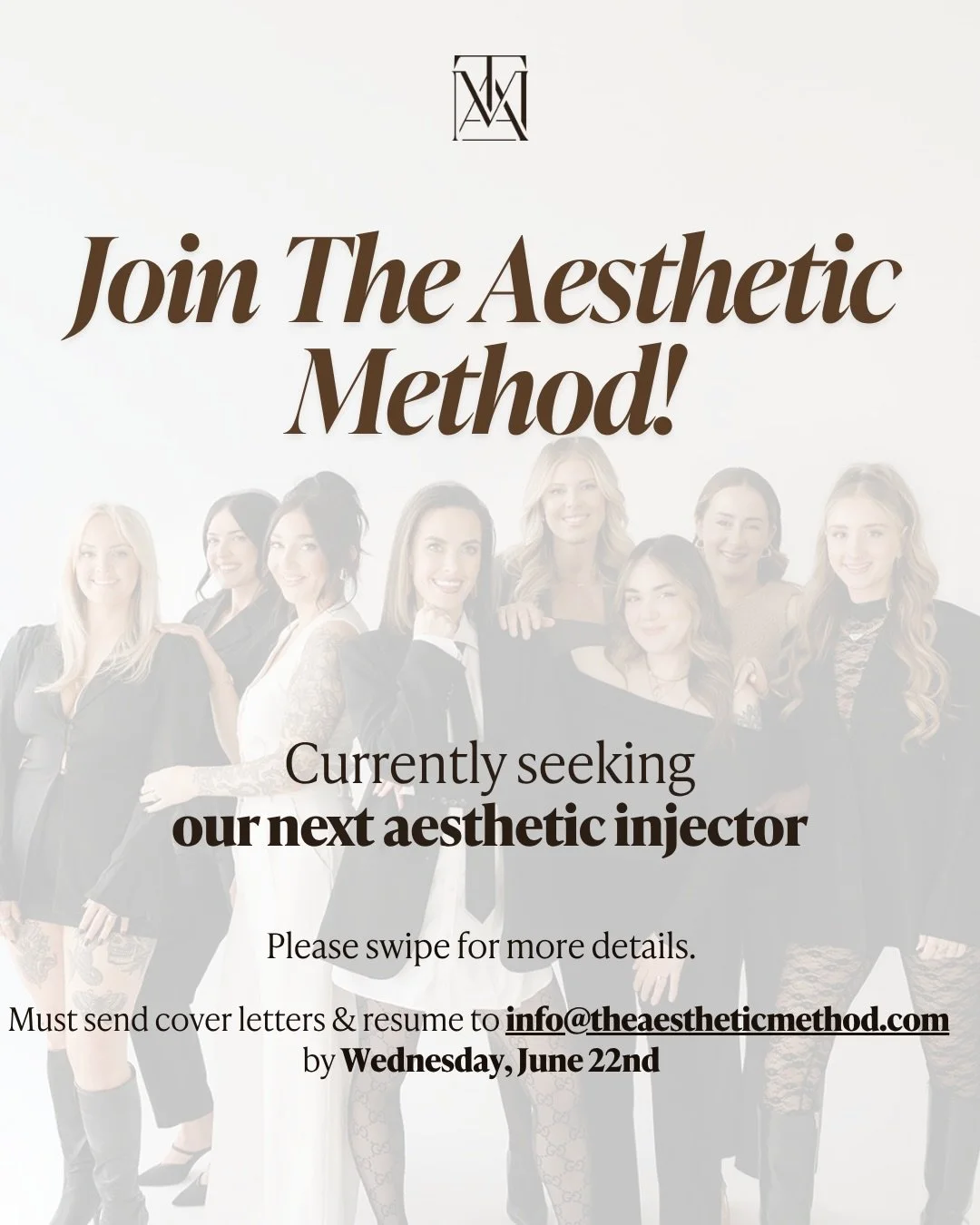 We are hiring our next aesthetic injector at The Aesthetic Method!🤎

We are looking for someone passionate about aesthetics, patient care, growth, and becoming part of a long-term team. Whether you are experienced or brand new to the industry, we ar