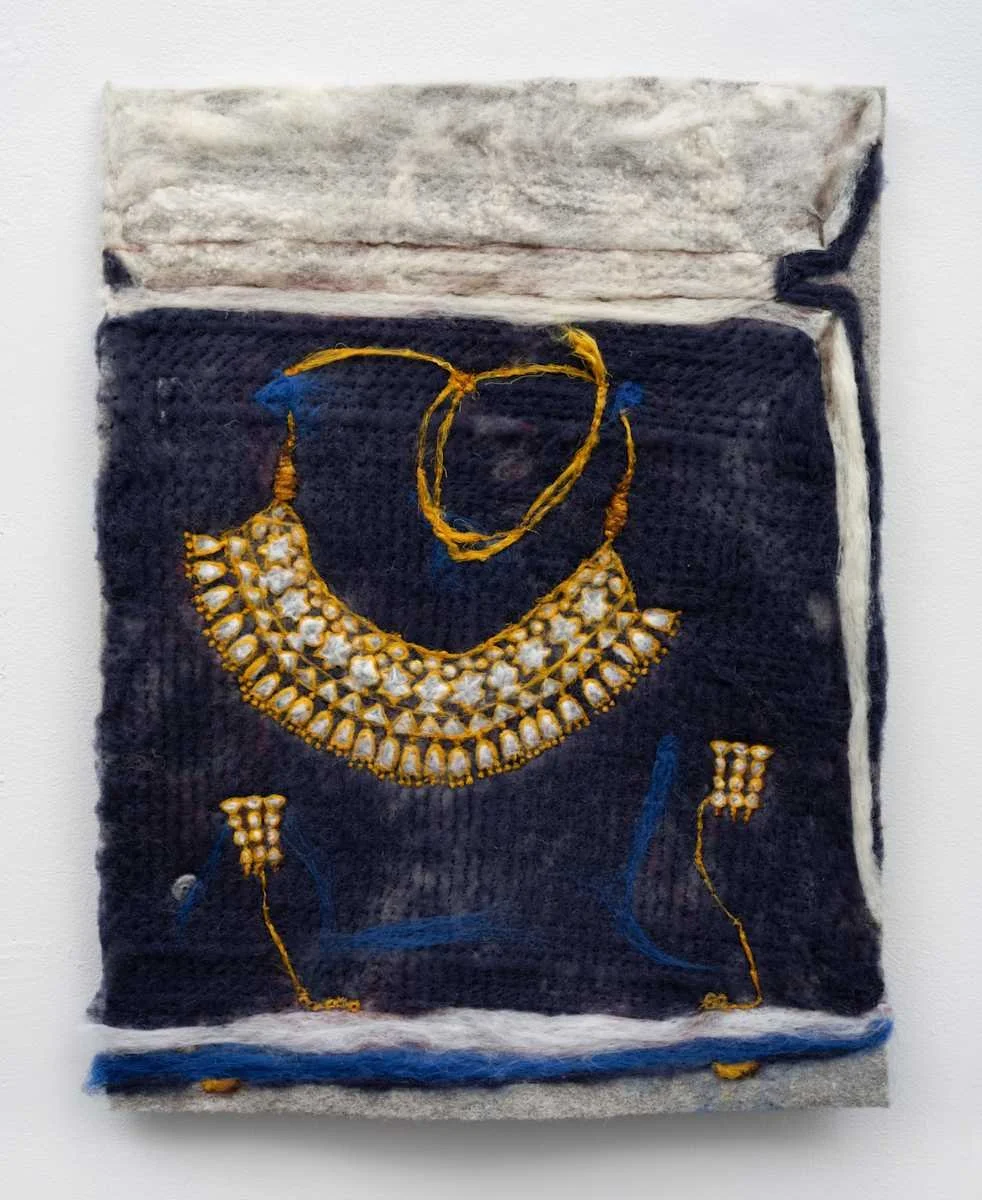 Jasmine's polki, father's side.
Needle felted wool on industrial felt
12 x 17 in
2025