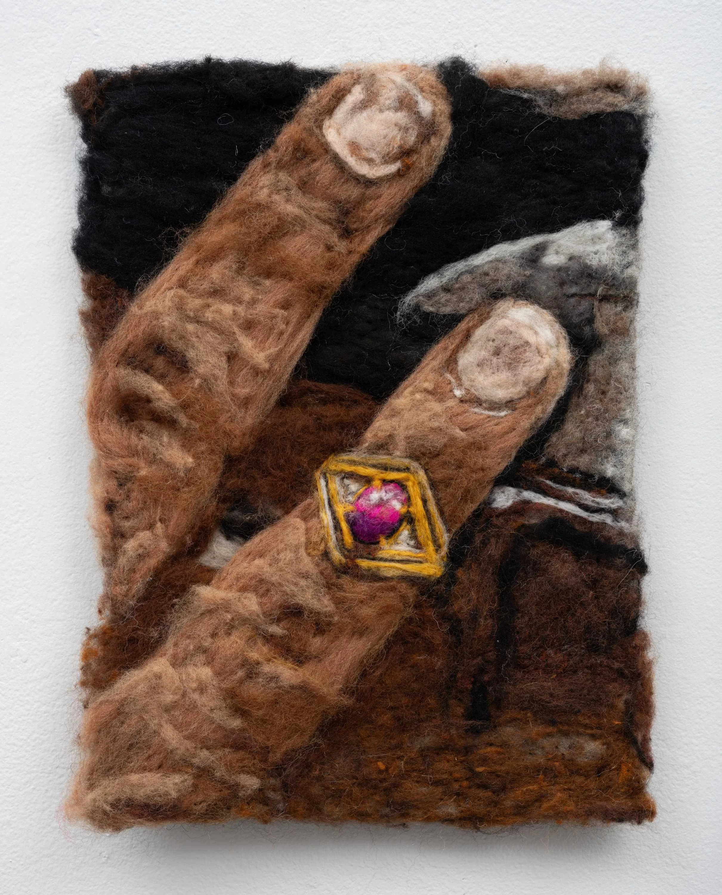 Dad's star sapphire.
Needle felted wool on industrial felt
12 x 9 in
2024