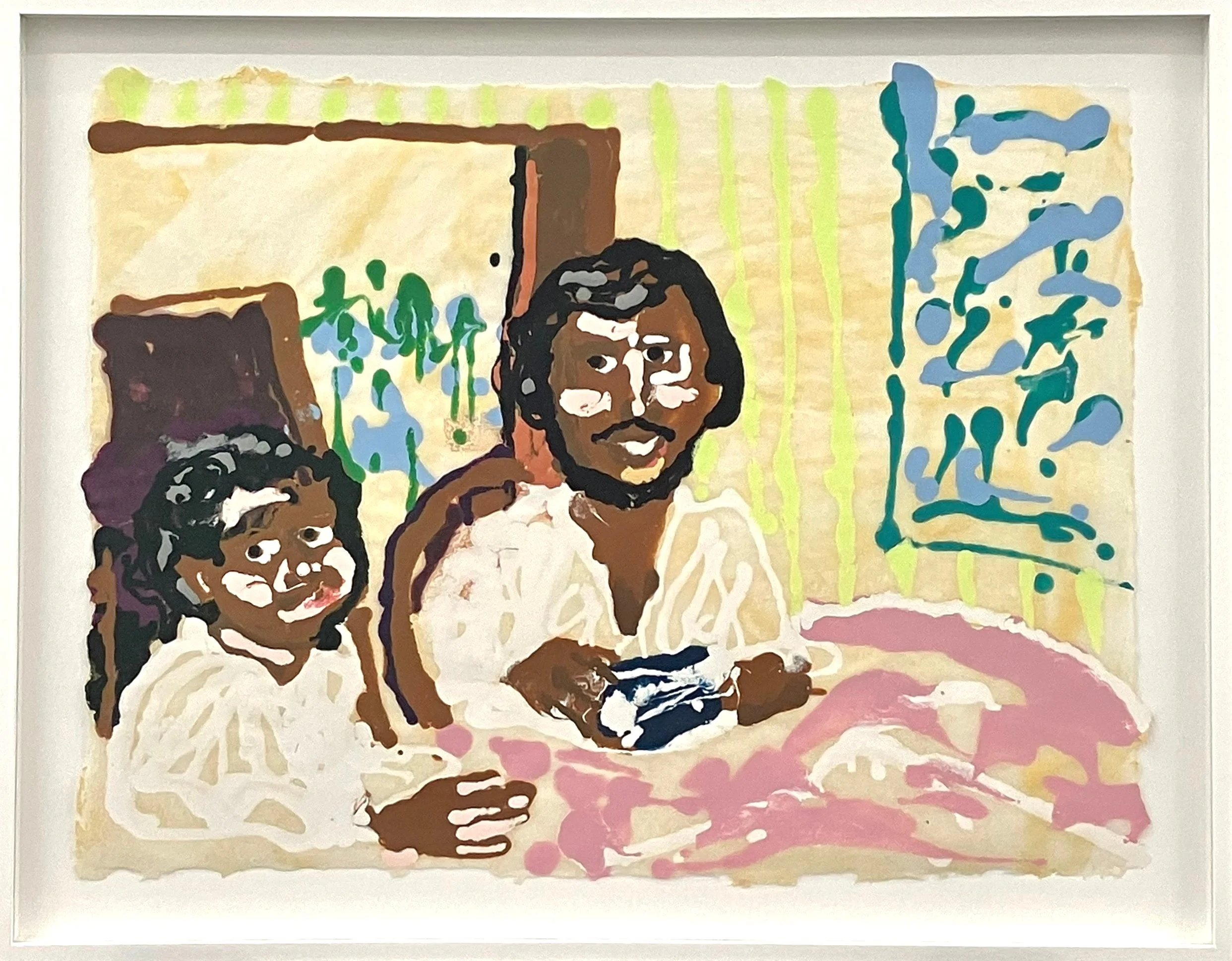 Sitting at the dining room table.
cotton and abaca base sheet with linen pulp paint.
18 x 24 in
2021