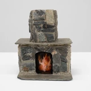 Hearth.
Needle felted wool on industrial felt in found fireplace
7.5 x 6.75 x 4.75 in
2026