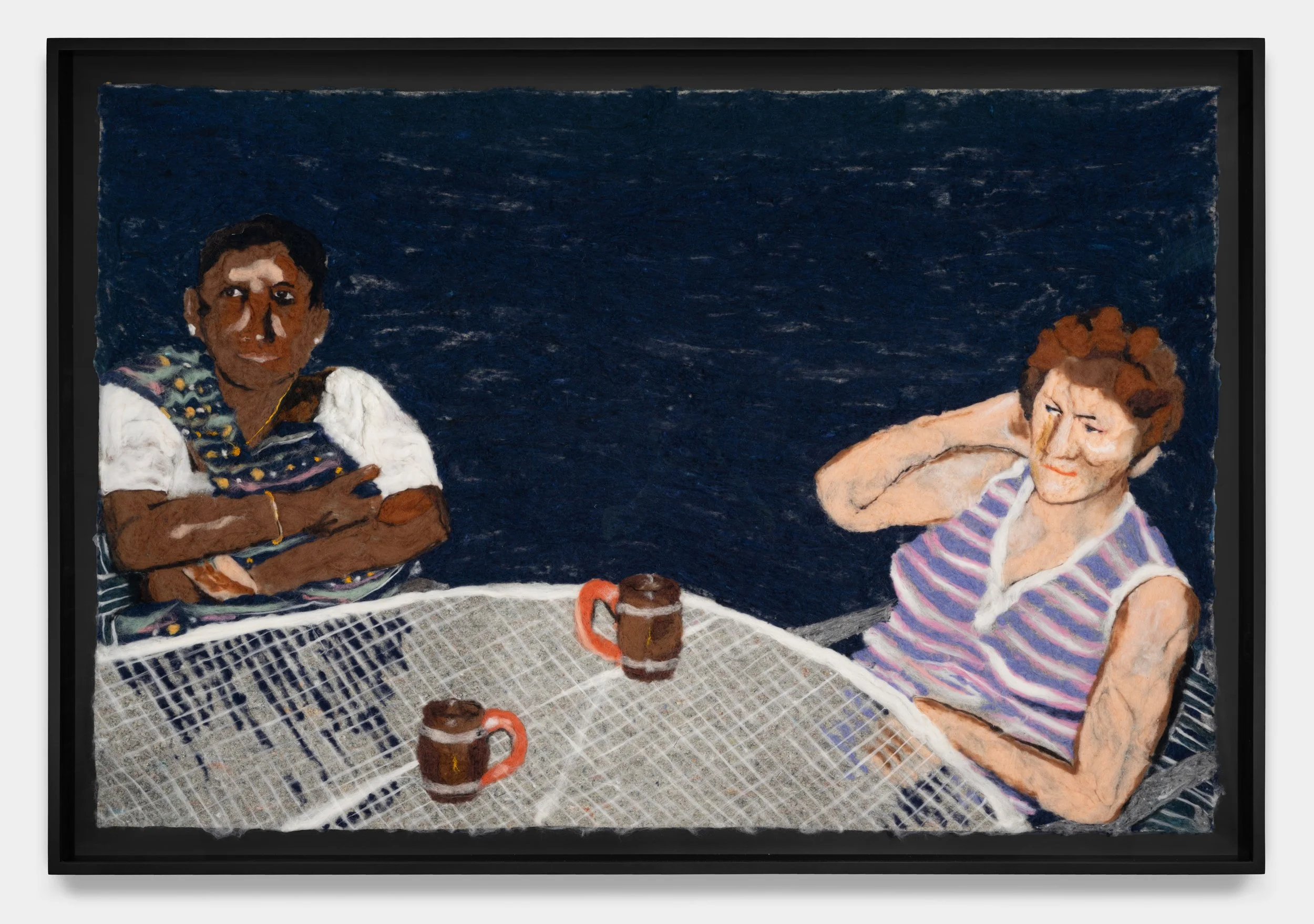 Meeting of the MILs.
needle felted wool and sari silk on industrial felt.
48 x 72 in.
2022